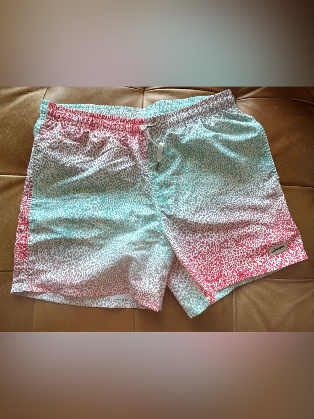 Bather Men’s Swim Trunks, Size Large, Gradient Cheetah